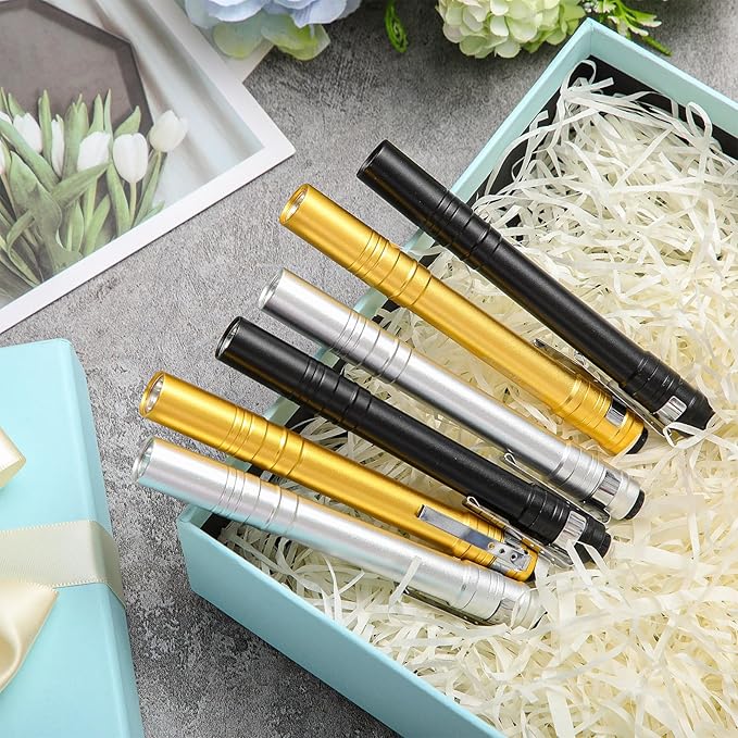 24 Pack Mini Pen Flashlights Bulk LED Pen Lights Aluminum Pocket Flashlights with Clips Small