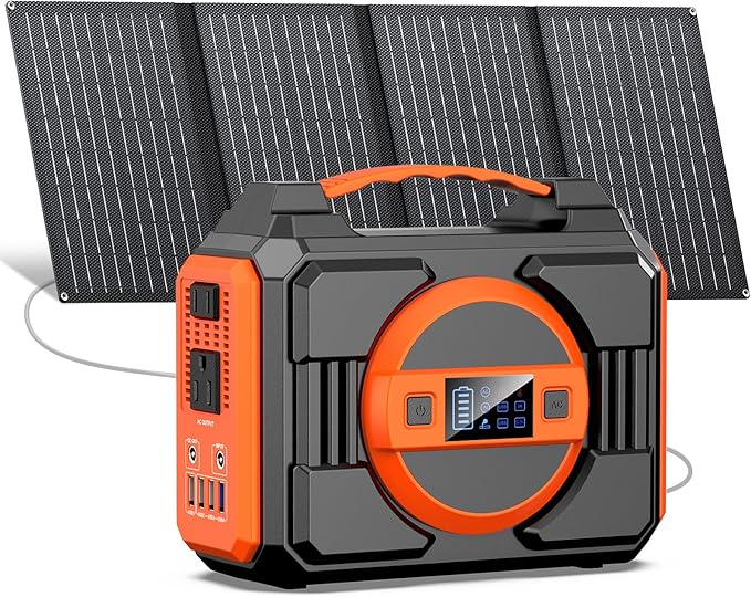 Solar Powered Generator 300W Rated, Portable Solar Generator Power Station with Solar Panels 40W