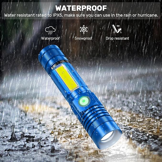 Rechargeable LED Flashlights, Magnetic Flashlight Super Bright Tactical Flashlight with