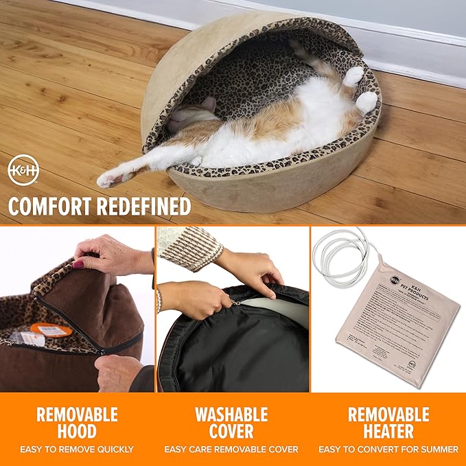 K&H Pet Products Thermo-Kitty Bed Deluxe Heated Cat Bed for Smaller Kitties - Indoor Heated Pet Bed