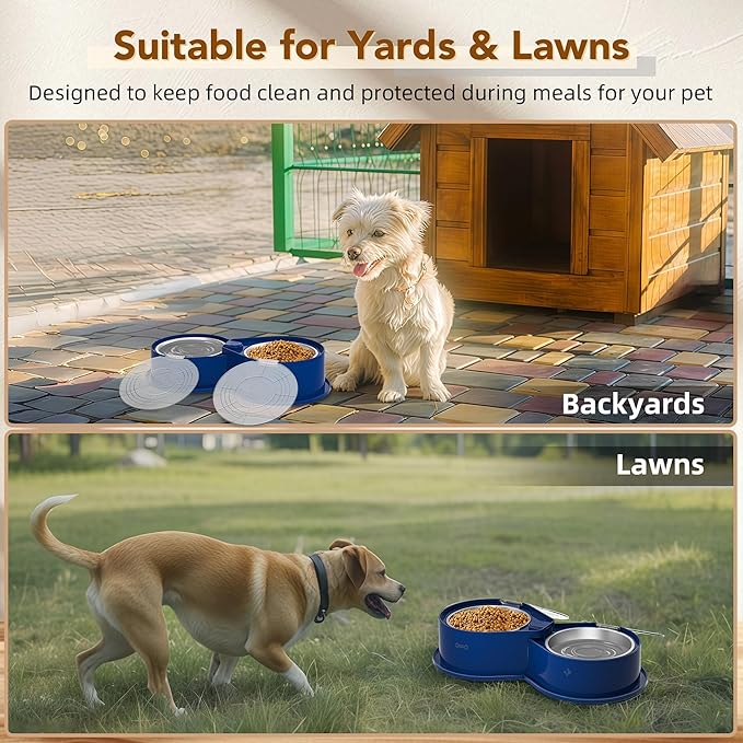 Stainless Steel Dog Bowl Set with Lids, 304 Metal Dual Food & Water Bowls for Dogs & Cats, Large