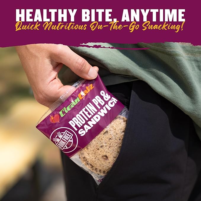 Clean Eatz PB&J Sandwich, High-Protein Grape – 16 Singles, Whole Grain & Low Sugar