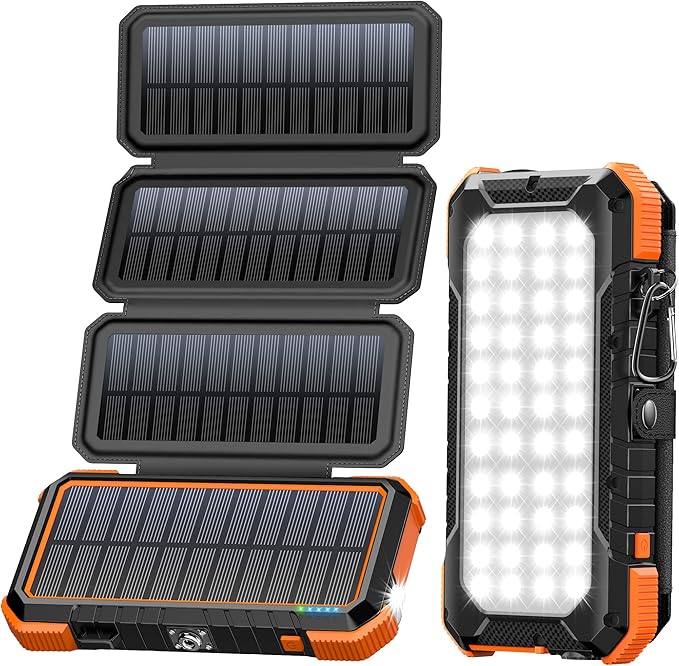 BLAVOR Solar Charger Power Bank, PD 18W Fast Charging 20000mAh Battery Pack with 4 Foldable Panels