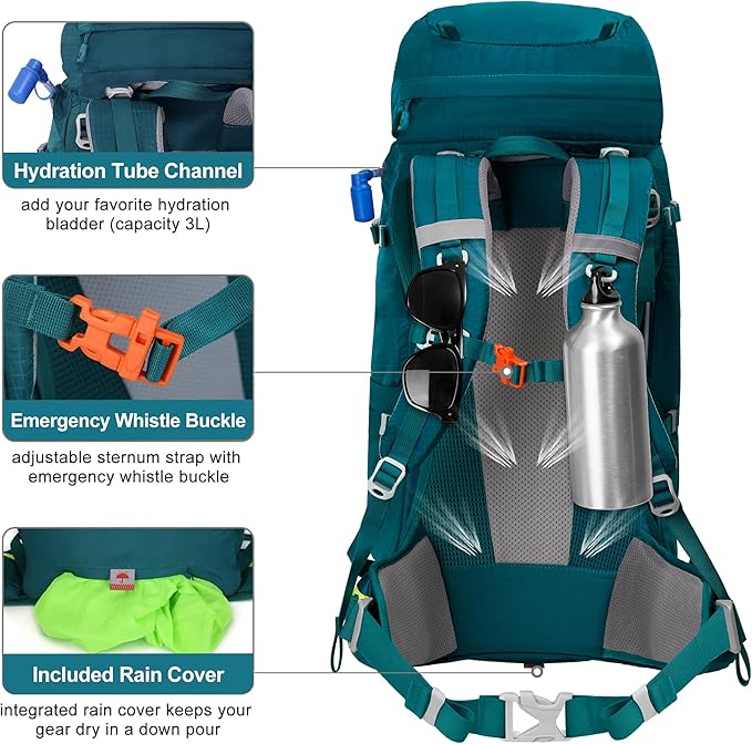 N NEVO RHINO Internal Frame Hiking Backpack 50/60/65/70/80L, Mountain Climbing Camping Backpack