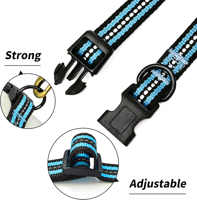Mile High Life Reflective Dog Collar | Nylon Pet Collars wiith Buckle | Light Weight Puppy Collars
