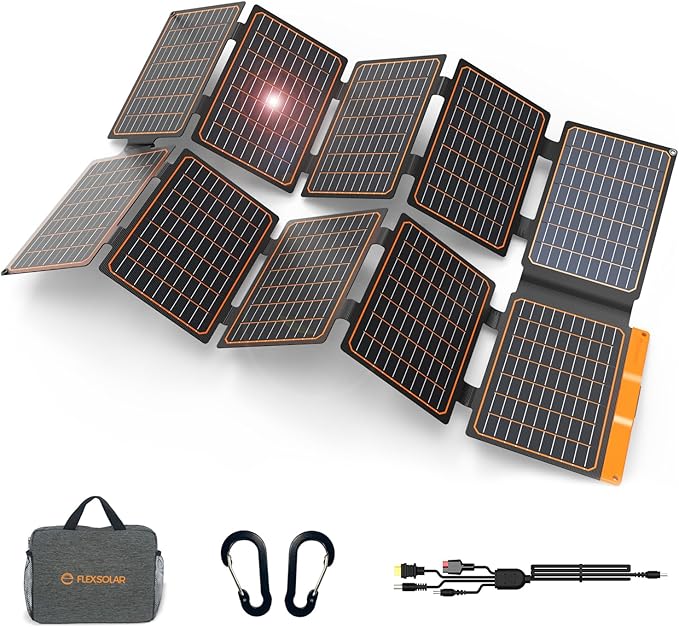 FlexSolar 100W Portable Solar Panel - 24% High Efficiency, IP67 Waterproof, QC3.0 USB-A/USB-C/DC