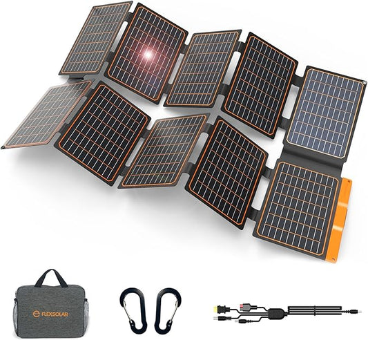 FlexSolar 100W Portable Solar Panel - 24% High Efficiency, IP67 Waterproof, QC3.0 USB-A/USB-C/DC