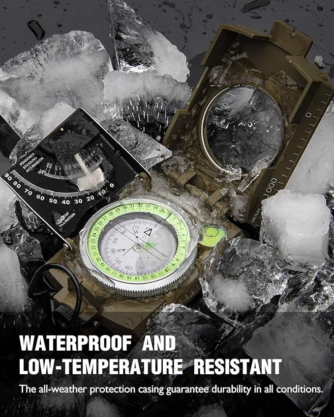Eyeskey Multifunctional Military Sighting Navigation Compass with Inclinometer | Impact Resistant &