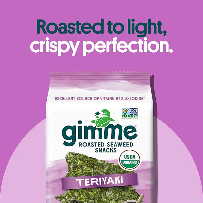 Gimme Seaweed Organic Premium Roasted Seaweed Snacks, Teriyaki, 20 Count, Keto, Vegan, Gluten-Free