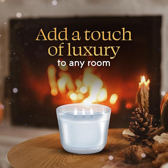 Glade 3-Wick Scented Candle Jar, Bergamot & Eucalyptus, Air Freshener Infused with Essential Oils