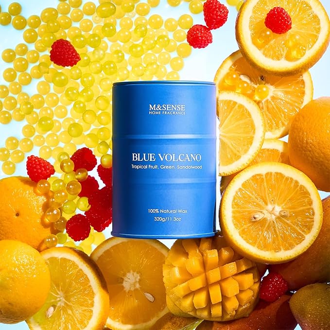 M&SENSE Tropical Fruit Soy Scented Candles Natural Non Toxic, Summer Candles 11.3oz 70 Hours Long