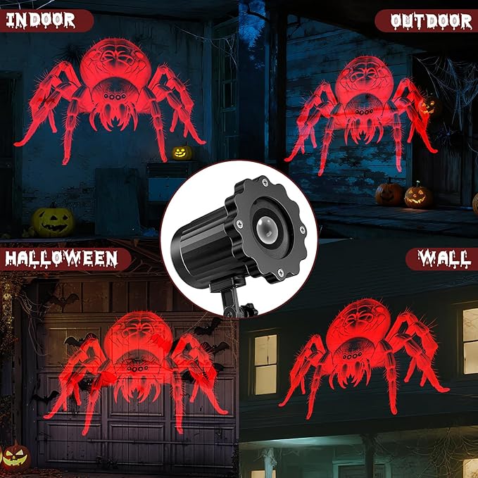 Giant Spiders Halloween Projector Outdoor Indoor,2025 Upgraded 3D Dynamic Halloween