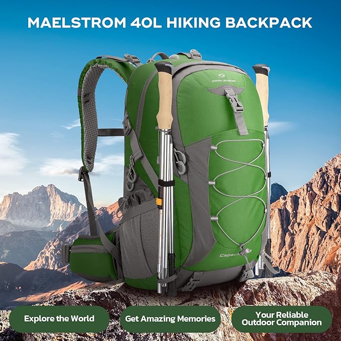 Maelstrom Hiking Backpack,Camping Backpack,40L Waterproof Hiking Daypack with Rain