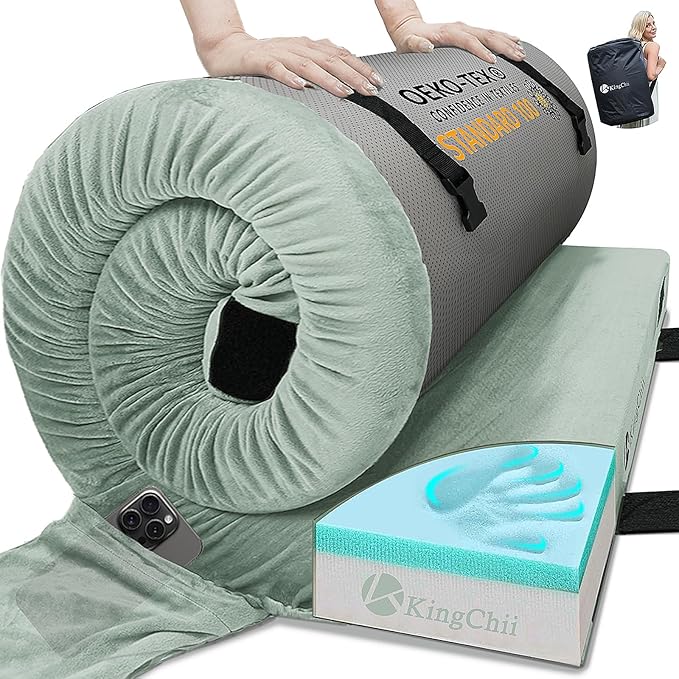 KingChii CertiPUR-US Memory Foam Camping Mattress, Portable Roll Up Travel Car Camping Mattress