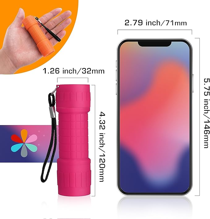 EverBrite 9-LED Flashlight 6-Pack Impact Handheld Torch Assorted Colors with Lanyard 3AAA Battery