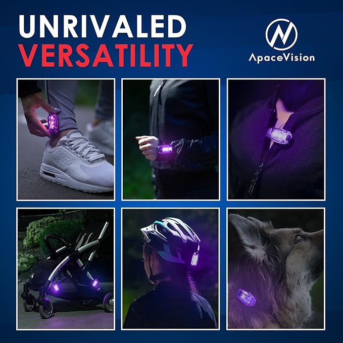 LED Safety Light (2 Pack) - Clip On Strobe/Running Lights for Runners, Dog, Bike, Walking, Boat