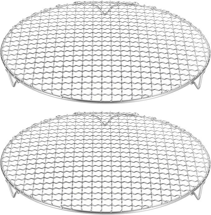 HARFINGTON 2pcs Round Cooking Rack 11.6-inch 201 Stainless Steel Cross Wire Barbecue Grill Net with