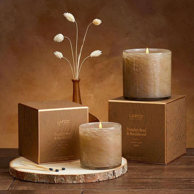 LAFCO New York Holiday Signature Fall Candle, Pumpkin Seed & Sandalwood - 15.5 oz - 90-Hour Burn