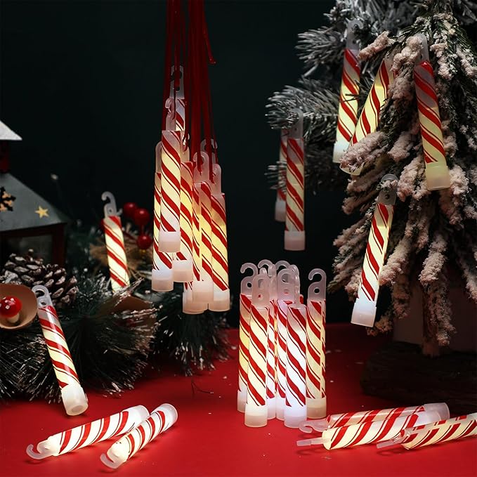 Wettarn 120 Pcs 4" Christmas Glow Sticks Light up Sticks Bright Candy Cane Light Stick Bulk