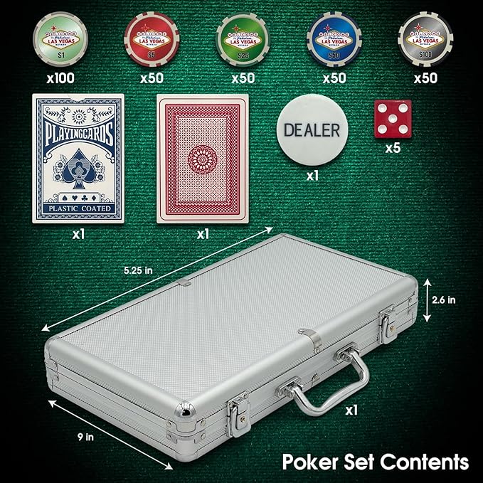 CHH Poker Set In Aluminum Case With 300 (11.5 Gram) Las Vegas Style Chips
