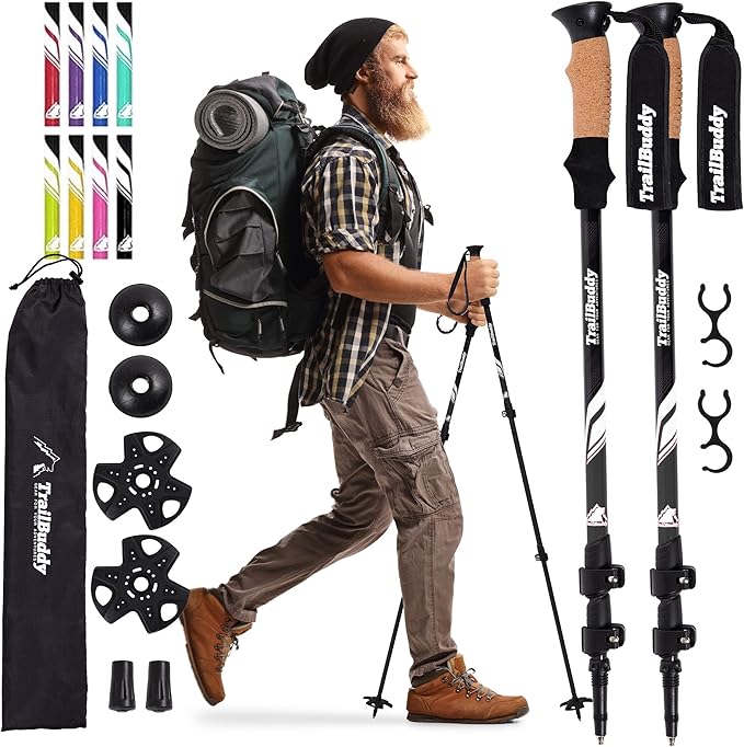 TrailBuddy Trekking Poles ??Lightweight 7075 Aluminum Hiking Poles for Women, Men & Seniors