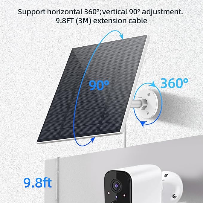 5W Solar Panels for Security Camera, Solar Panel with Micro USB & USB-C Port for DC 5V Outdoor