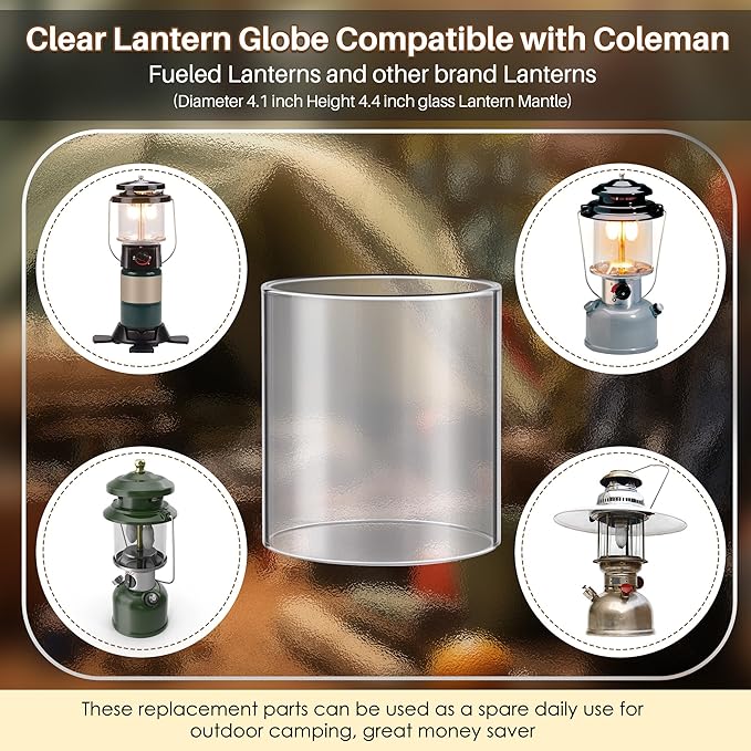 Propane Lantern Globe Glass Replacement Compatible with Coleman Fueled Lanterns, Standard