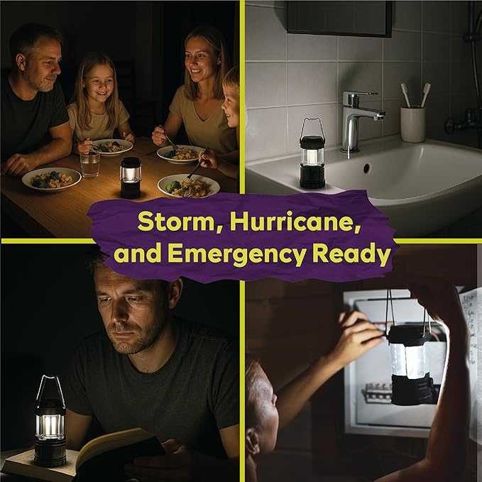 ATack LED Camping Lantern Battery Powered 4-Pack Camping Flashlight Lantern for Power Outages