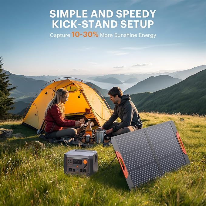 100W Portable Solar Panel,RV Essentials, 20V ETFE Foldable Solar Charger for Power Station,QC3.0