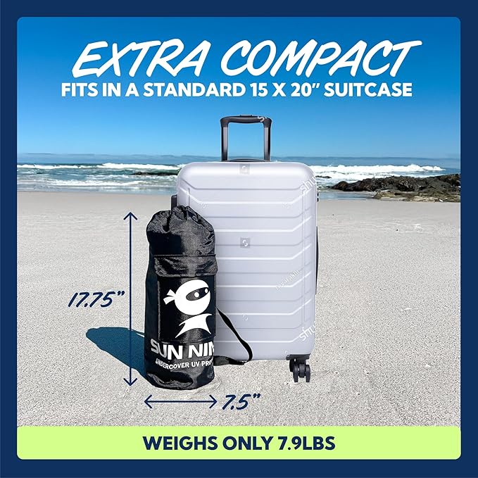 SUN NINJA Beach Tent Sun Shelter UPF50+ - Easy Pop Up Beach Canopy - Outdoor Shade for Camping