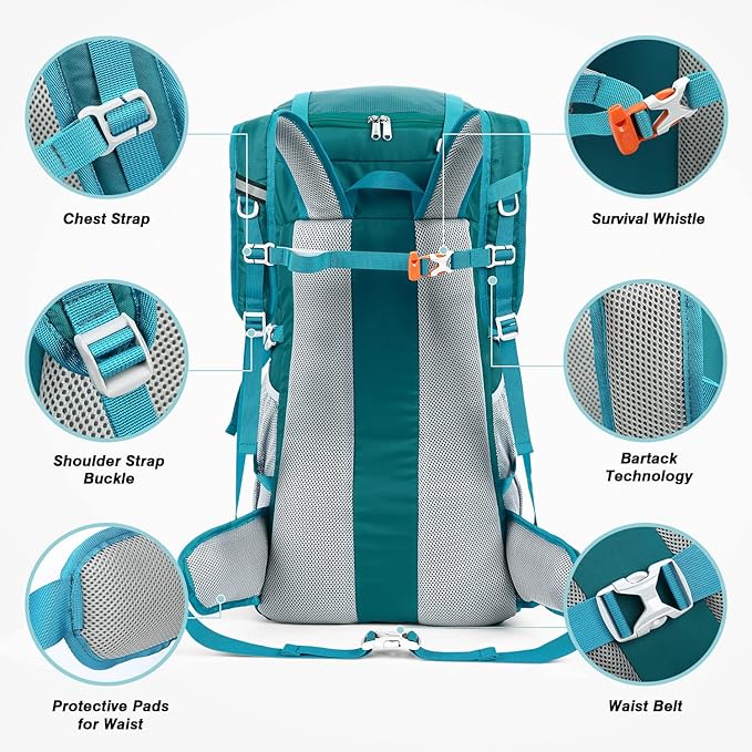 HOMIEE 50L Hiking Backpack Travel Bag Waterproof Camping Rucksack with Rain Cover Lightweight