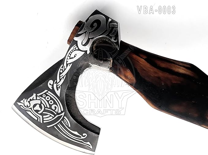 SHINY CRAFTS-Viking Axe Bearded Axe Tomahawk Birthday Gifts-Valhalla Axe, Carbon Steel Viking Axe