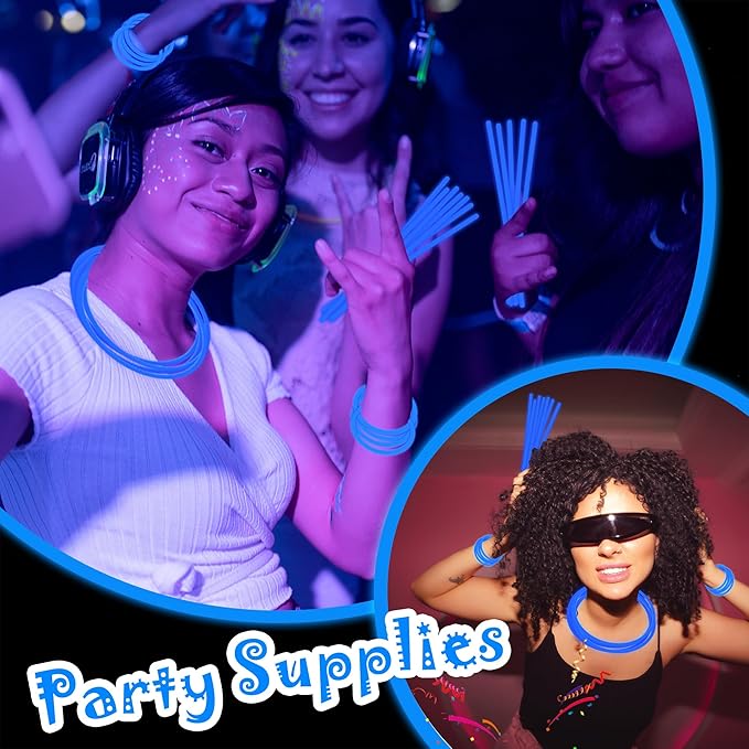 100 pk 8" Glow Sticks Bulk Party Favors, Light up Glow Necklaces & Bracelets in the Dark Party