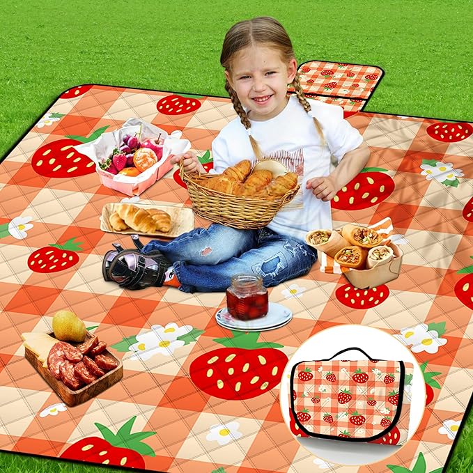 Extra Large Picnic Blanket Waterproof,80"x 80"Foldable Machine Washable Beach Blanket,Outdoor