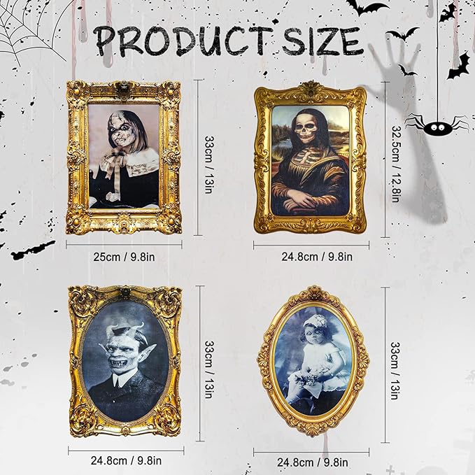 ECGER Halloween Decorations Indoor, Haunted Scary Decor - 3D Changing Face Pictures, Vintage Moving