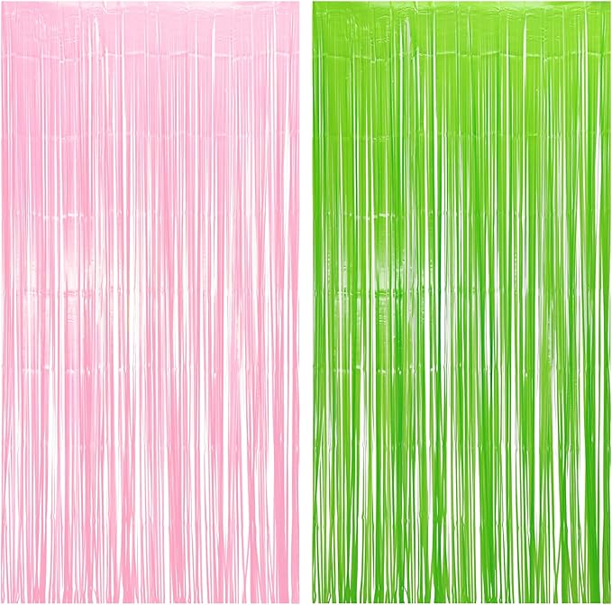 BRAVESHINE Party Streamers Backdrop - 2 Pack 3.2ft X 8.2ft Tinsel Foil Fringe Curtains for