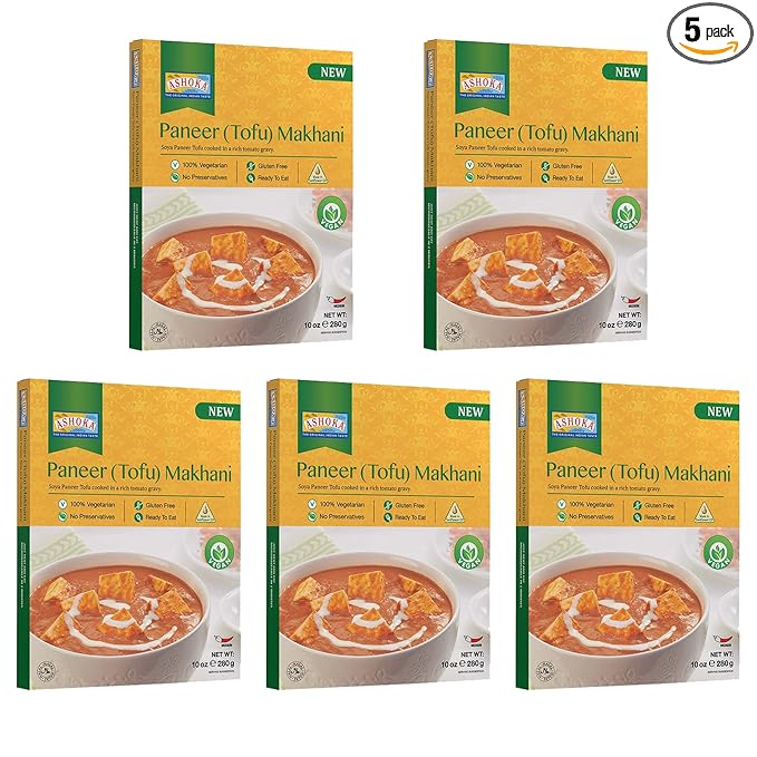 Ashoka Meals 1932, Tofu Curry, Plant-Based Gluten Free Meals, All-Natural, Ready to Heat Paneer