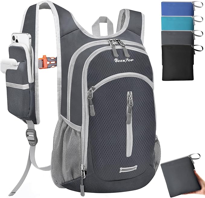 Seektop Small Hiking Backpack 12L to 15L Expandable Travel Packable Waterproof Daypack Lightweight