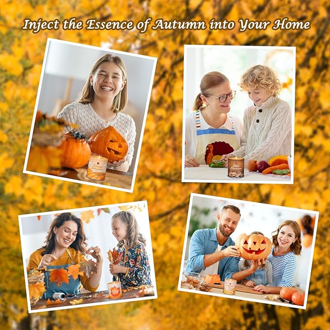 36oz Scented Fall Candles Set, 4Pack Aromatherapy Soy Wax Candles House Warming Halloween Birthday