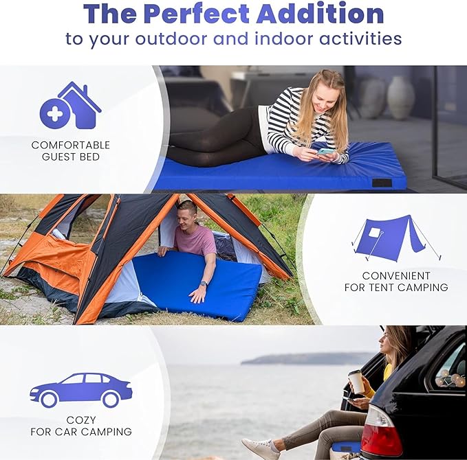 Hazli Matrix Comfort-Cell Memory Foam Camping Mattress Pad - Roll Up Mattress for Adults - Portable