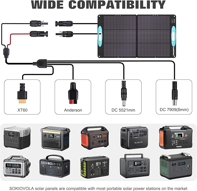 N-Type 16BB 100W Portable Solar Panel for Power Station,ETFE Portable Foldable Solar Charger