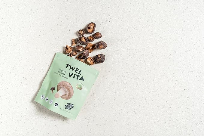 TwelVita Natural Baked Wasabi Shiitake Mushroom Crisps, Vegan Snacks, Clean Label, Non-GMO