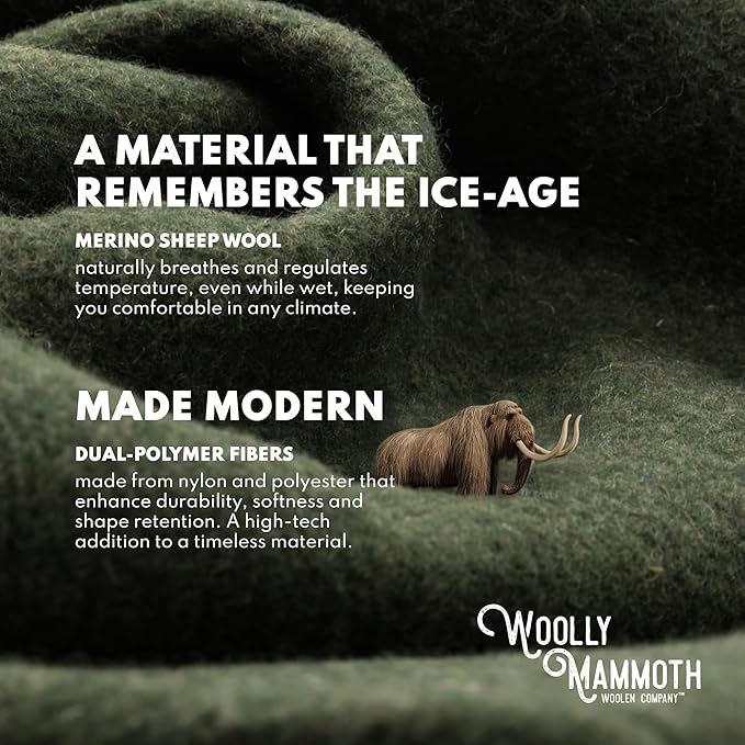 Woolly Mammoth Woolen Company Merino Wool Camping Blanket - 66" x 90", Navy Blue - Compact Design &