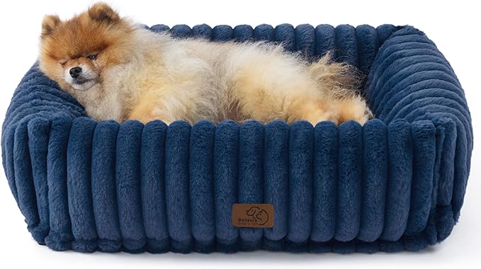 Bedsure Cute Dog Beds Large Sized Dog - Washable Furry Pet Beds, Rectangle Orthopedic Corduroy