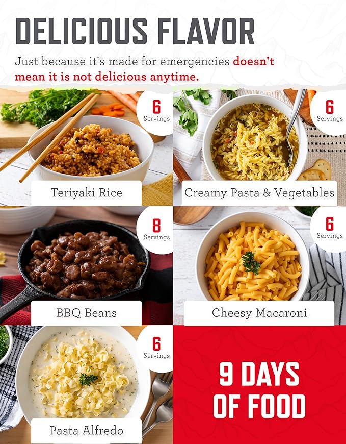 ReadyWise Emergency Food Supply - 100 Servings Favorites Bucket, Protein Meals, Dehydrated & Freeze