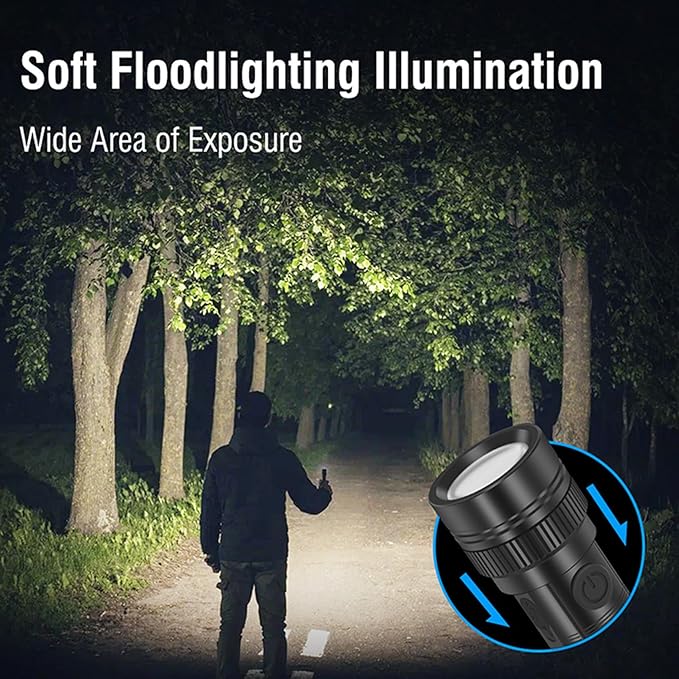 Rechargeable LED Flashlight High Lumens - 2 Pack Super Bright Small Tactical Flashlight Zoomable,4