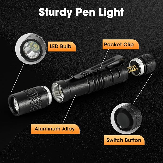 5PCS LED Pen Flashlight, Mini Pen Lights with Clip, Pocket Pen Flashlight Torch for Nurses, Small