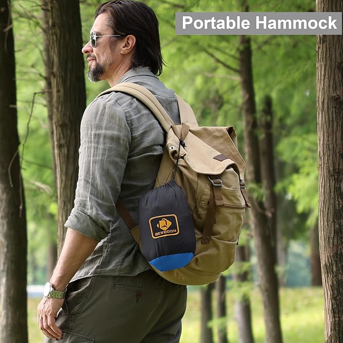 Camping Hammock with Net,Travel Portable Lightweight Hammocks with Tree Straps and Solid D-Shape