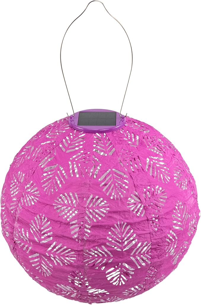 Allsop Soji Stella - Brights Geo Palm - 12" Outdoor Solar Lantern - Violet
