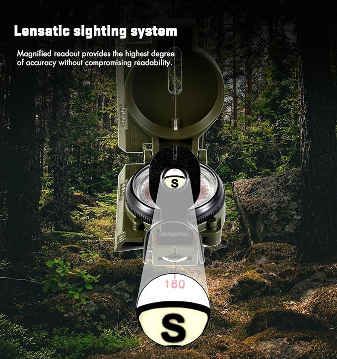 Eyeskey Multifunctional Military Sighting Navigation Compass with Inclinometer | Impact Resistant &
